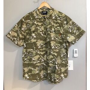 OFF‎ THE GRID shirt XX Large Short Sleeve Button Up ripstop Camo heavyweight